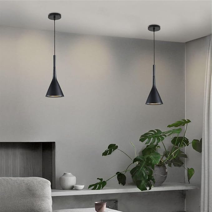 KCO Lighting Farmhouse Black Cone Pendant Light 1-Light Small Industrial Kitchen Island Pendant Lighting Mid Century Barn Ceiling Pendant Light Fixture Mini Adjustable Hanging Lamp