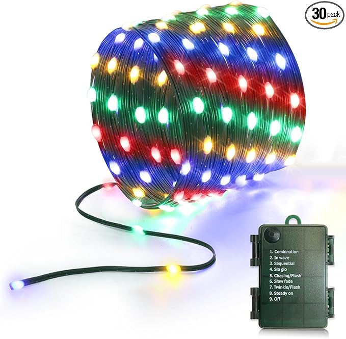 16.5ft Battery Operated String Lights, 50 LED Twinkle Fairy String Lights Battery Powered with Timer for Indoor Outdoor Christmas Trees Wreath Decoration Party Bedroom - Multicolor