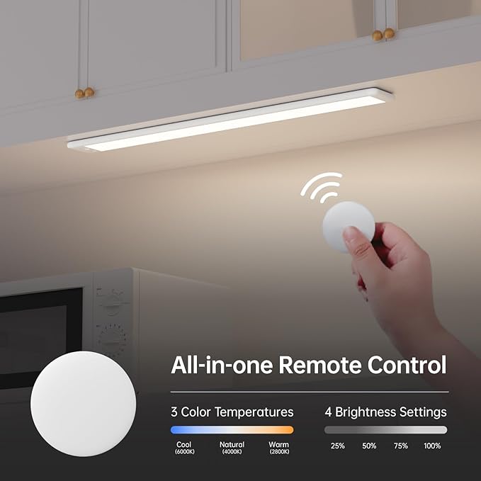15 Inch Under Cabinet Lighting, Expandable LED Cabinet Light with Sensor Controls, Adjustable Color Temperature & Brightness, Wireless Magnetic Installation