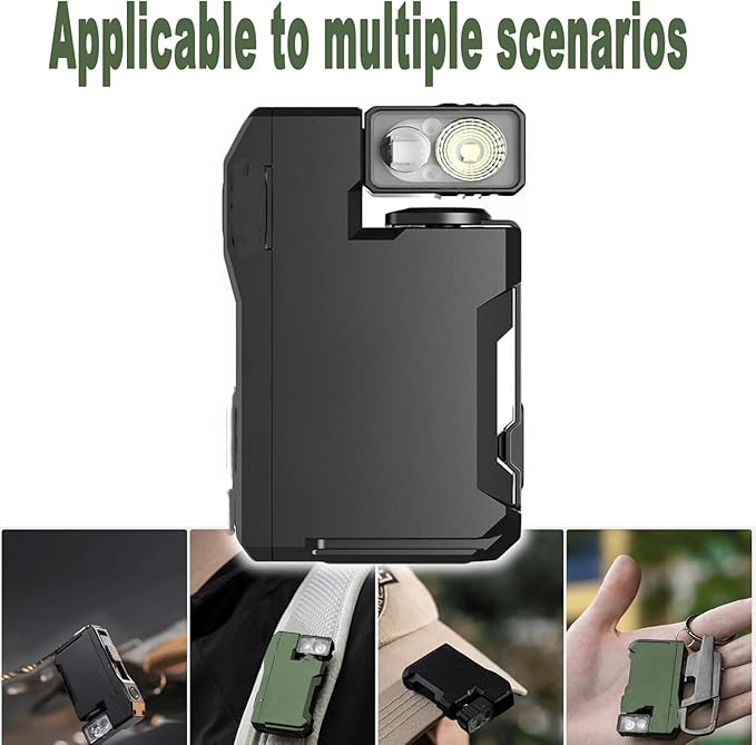 Mini Edc Flashlight with Clip & Hanging Rope, G5 Pocket-Sized LED Light, G5 Edc Light 400 Lumens DualLight Sources, Portable Rechargeable Edc Magnetic G5Mini Flashlight with 180° Rotation (Green)