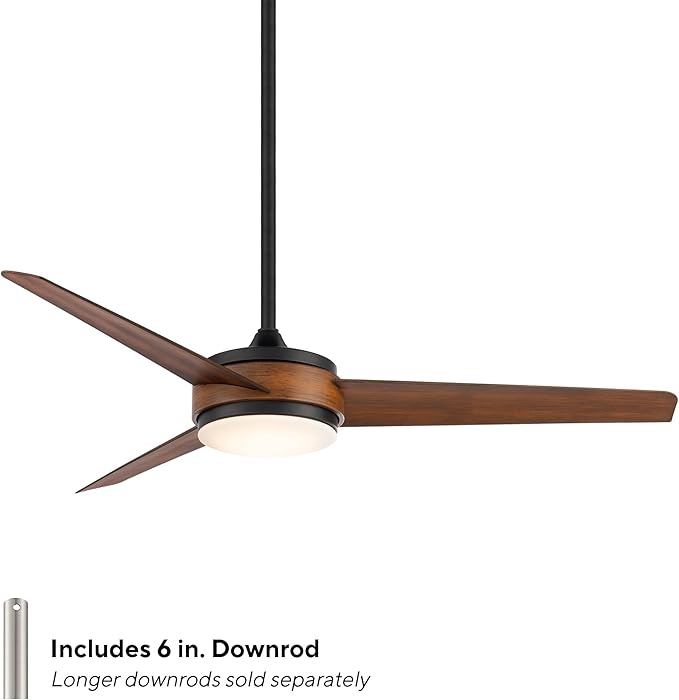 WAC Lighting Mod 3-Blade Aluminum Smart Ceiling Fan in Matte Black/Koa Brown