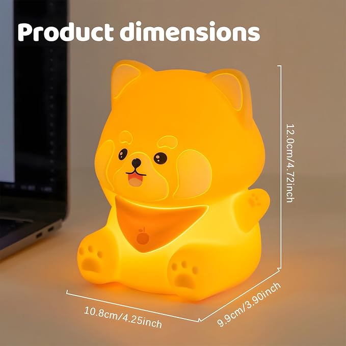 Red Panda Night Light, Squishy Silicone Lamp for Kids - Tap Control 2 Brightness, 50H Battery & Auto Timer, Cute Women Gifts for Boys Girls, Bedside Nursery Desk Decor