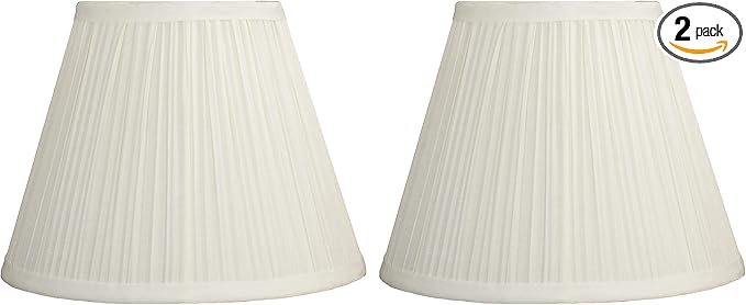 Urbanest Set of 2 Pleated Softback Lamp Shade, Faux Silk, 5-inch by 9-inch by 7-inch, Eggshell, Spider Fitter