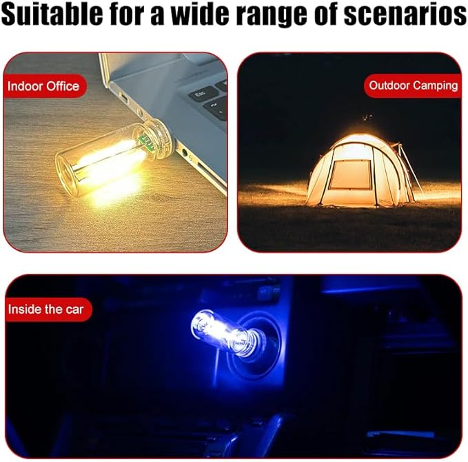 2 PCS Car Lights Interior, Plug-in Retro Car Atmosphere Lamp with Touch Dimmable, Portable Mini Glass Bottle LED Bulb Night Lights for Vehicle Hallway Camping Halloween Decoration (pink)