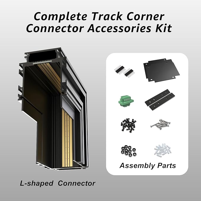 90-Degree Corner Connector for 4-Wire Magnetic Track Lighting, Aluminum Alloy Vertical Shape Joint, Recessed Rail for LED Track Light, ONLY Compatible Rails