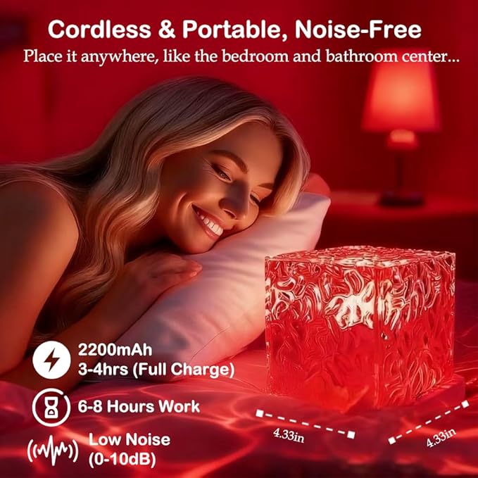 Rechargeable Shower Lamp for Inside Shower - Bathroom Bathtub Ocean Wave Projector Light-Cordless Battery Operated Water Ripple Light Underwater-Mood Lighting-Valentine's Day Gifts