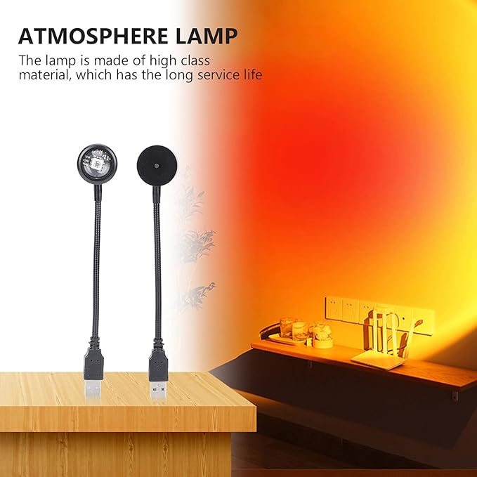 Uonlytech USB Rainbow Projection Lamp Rotatable Small Atmosphere Light for Indoor Room Ambiance Creative Decorative Lighting