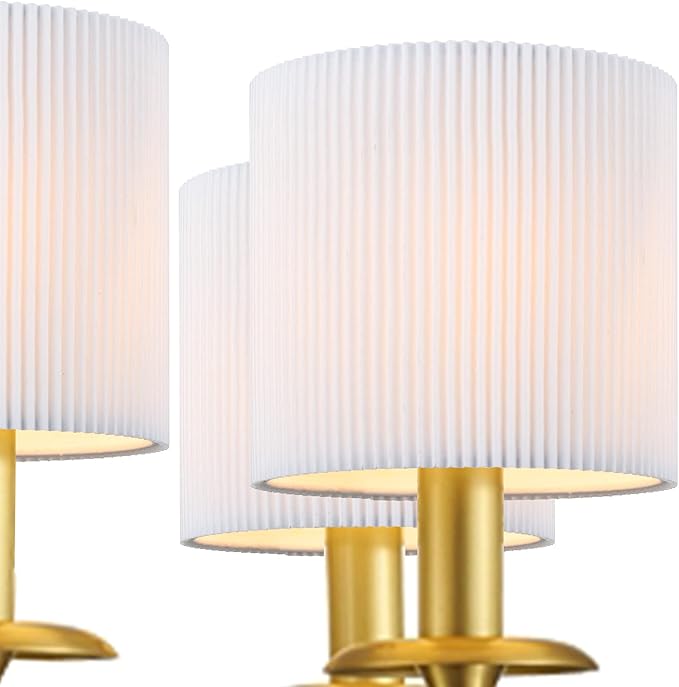 LAMPWELL KETTE Clip-on Pleated Fabric Lamp Shades for for Table Chandelier Wall Lamp,Set of 2,Small Drum,5.4"×5.4"×H5.2",TC fabric,Handmade,Modern Trendy Decorative,ONLY FOR CANDLE BULB,White