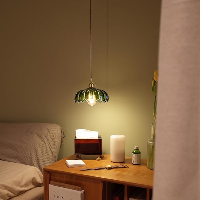 Vintage Pendant Light Fixtures: Glass Pendant Lights Kitchen Island, Green Pendant Light, Modern Chandelier Pendant Green Light Fixture for Bedroom Dining Room