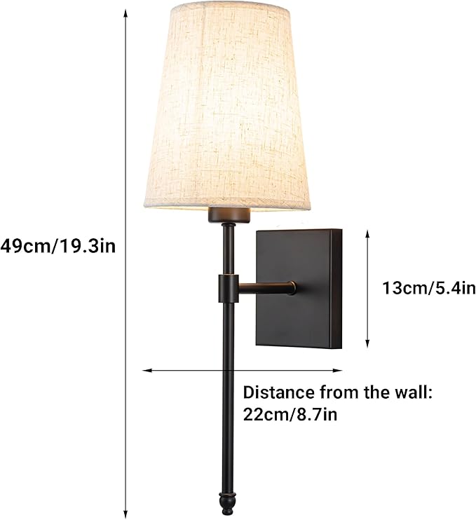 Battery Operated Wall Sconce Light Set Of Two, Battery Operated Sconces Wall Lighting Indoor Wireless Wall Sconce With Remote Control, Dimmable Battery Wall Lamp With 3CCT Bulb For Bedroom Living Room