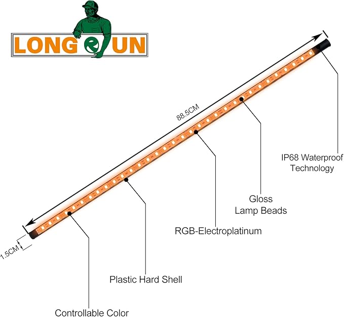 Longrun LED Strip Color Changing Garden Show Lights for Pond Spillway Waterfall, Waterproof Lighting Bar for Pool Fountain Landscape Lighting, Aquarium, Water Features and Home Decoration-34.85"