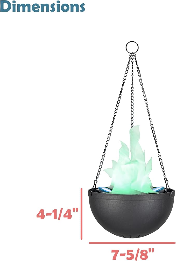 Aspen Creative 61168-24-1,LED Hanging Fire Flame Light Prop for Halloween,Christmas and Party Decor,Black Finish,Blue Flickering Light Effect