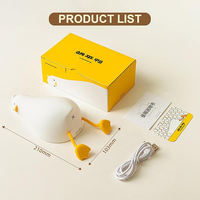 Lying Flat Duck Night Light, Cute LED Light Up Duck, Dimmable Breastfeeding Night Light, Rechargeable Bedside Touch Lamp, Silicone Nursery Nightlight, Squishy Existential Crisis Duck Lamp