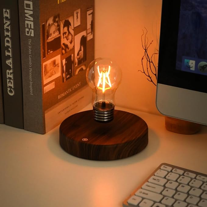 Levitating Floating Light Bulb, Magnetic Levitation Wireless Bulb Lamp, Gravity Lamps, Magnetic Levitating Decor& Display for Room and Office, Unique Tech Gift and Toy.
