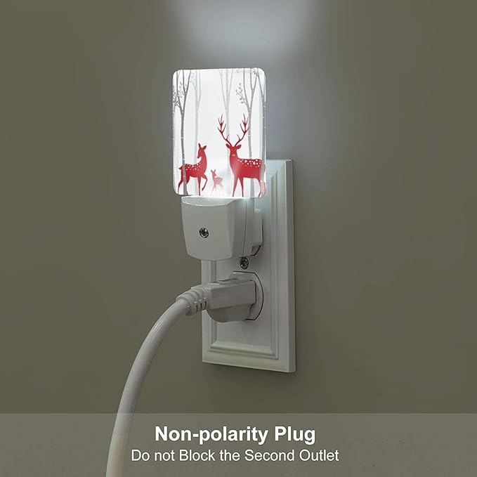 Red Christmas Deer Night Light,Plug-in Nightlights Auto Sensor Night Lamp Dusk-to-Dawn Lamp Home Decor for Nursery Children Girls Boys
