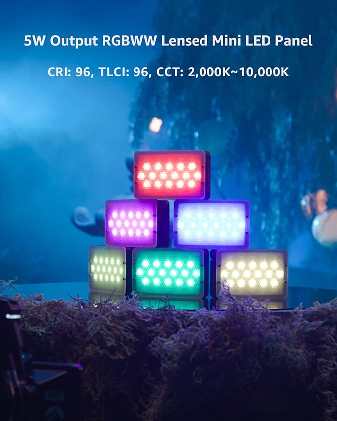 Aputure MC Pro Camera Lights,RGBWW LED Video Lights Lensed Mini LED Panel Full Color Portable Photography Lighting,4200mAh Rechargeable Battery,APP Control, Support Magnetic Attraction