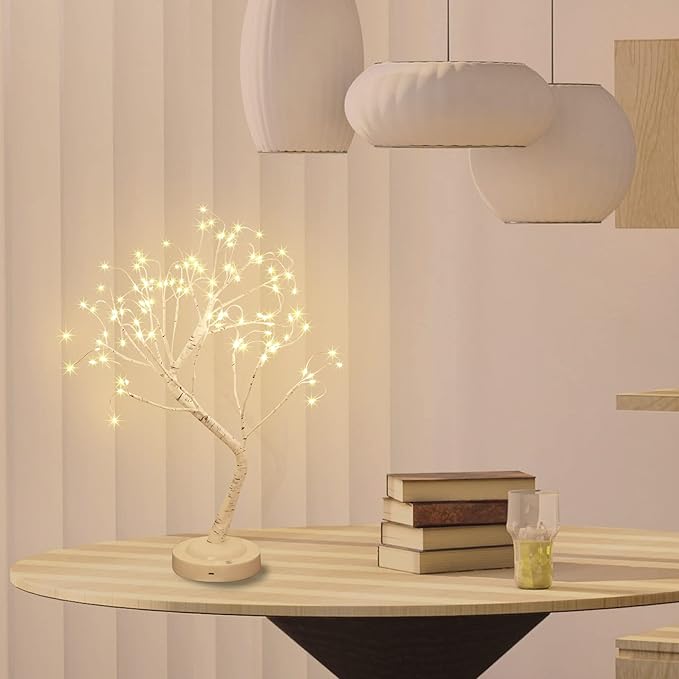 108 LED Birch Tree Lights 20 Inches Artificial Tabletop Fairy Tree Lamp Eight Lighting Modes USB or Battery Operated with Timer Decor for Bedroom Living Room Wedding Christmas Easter (Warm White)