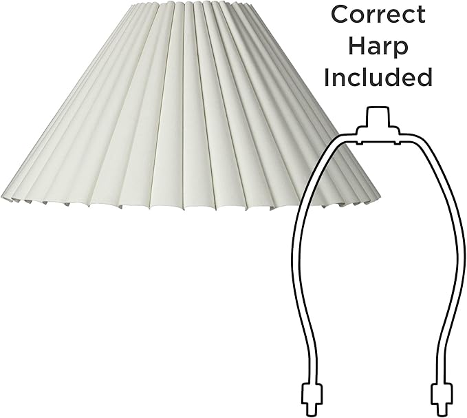 Set of 2 Box Pleat Empire Lamp Shades Antique White Large 6.75" Top x 20.75" Bottom x 10.75" High x 12.5" Slant Spider with Replacement Harp and Finial Fitting - Springcrest