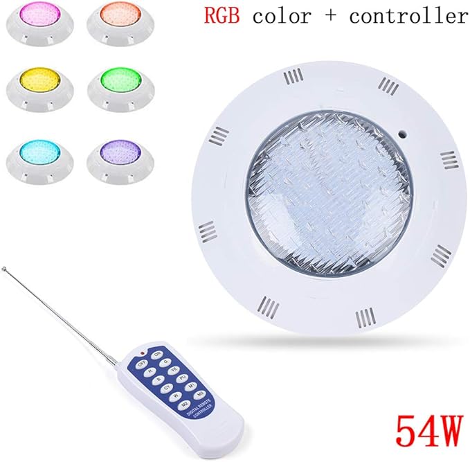 Eapmic 12V 54W Pool Light Underwater Color-Change LED Lights RGB IP68 with Remote (54W)