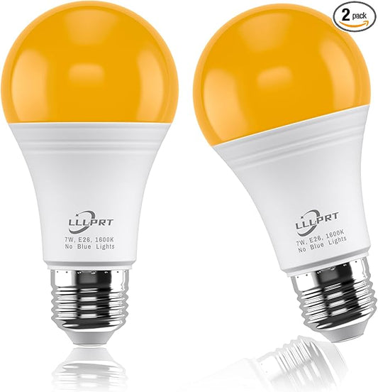7W LED Light Bulbs, 2 Pack 1600K Amber Warm White Night Light, Blue Light Blocking, Energy Saving, 45W Replacement, Sleep Aid E26 Base Light Bulb for Bedroom, Baby Nursery Room, Non-Dimmable