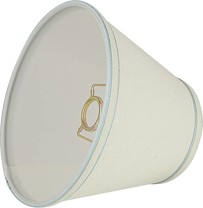 Aspen Creative 58909 Empire Uno Lamp Shade in Cream with Powder Blue, 5" Top x 9" Bottom x 7" Slant Height, Slip UNO 33mm