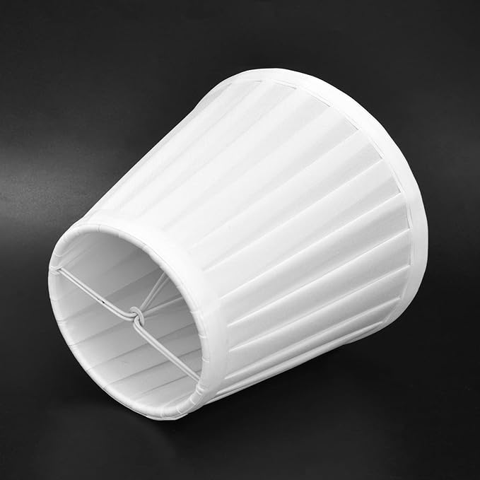Small Lamp Shades Set of 2, 3.6x5.6x5.1 Inches Pleated Fabric Sconce Lampshades Modern Clip On Chandelier Shades Cover for E14 Bulb, Table Lamps, Floor Lamps (White)