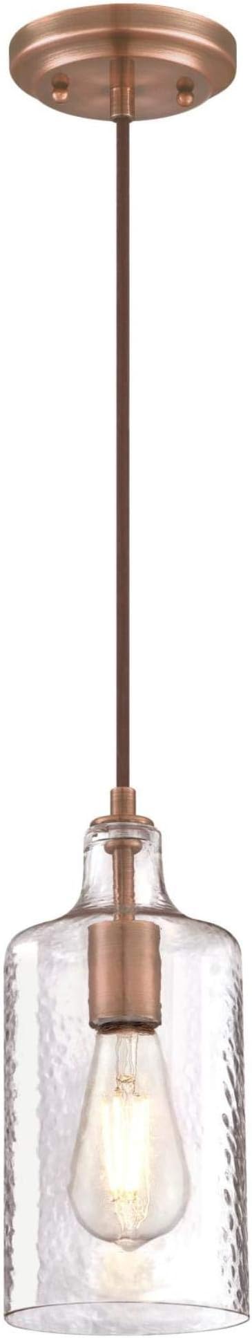 Westinghouse Lighting 6371500, Washed Copper Finish with Clear Textured Glass Carmen One-Light Indoor Mini Pendant, one Size