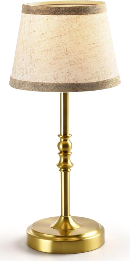 Small Gold Rechargeable Table Lamp,12-14 Inch Tall Vintage Style,Battery Powered Cordless Desk Lamp,Mini Touch Control Bedside Lamp,Warm Light 3000K for Nightstand Bedroom Counter Living Room-1 Pack