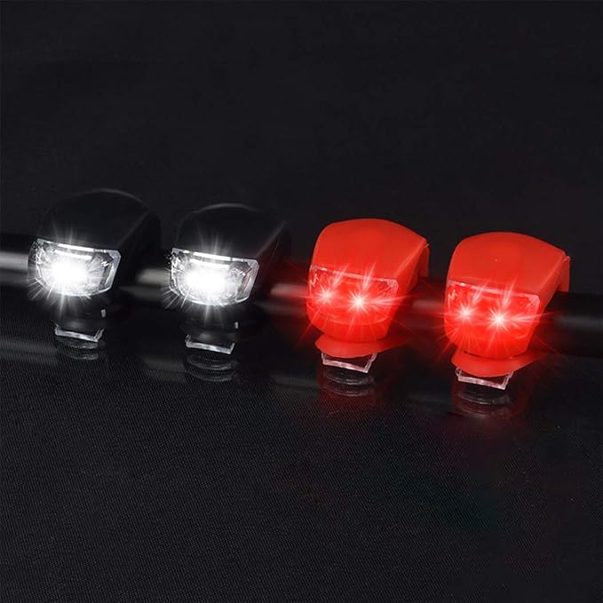 Malker Bicycle Light Front and Rear Silicone LED Bike Light Set - Bike Headlight and Taillight,Waterproof & Safety Road,Mountain Bike Lights,Batteries Included