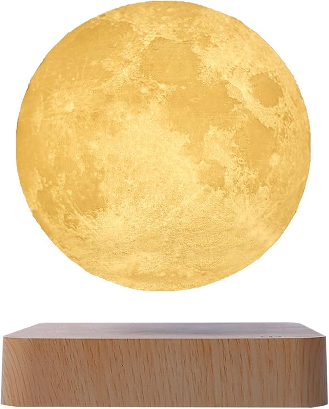 PeacePlanet Levitating Moon Lamp, Gift, LED Table Lamp, Levitate & Rotate in Air, Night Light, Touch Control, Adjustable Brightness, Gift for Girlfriend, Mom, Birthday, Anniversary.