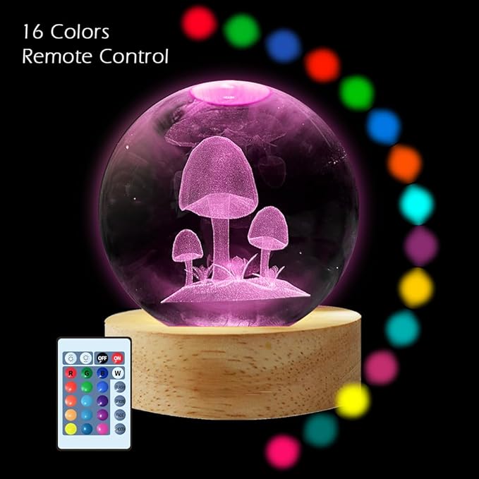 Mushroom Décor Night Lamp Gifts, Small Mushrooms Desk Light Decor for Women Teens Kids Girls Bedroom (16 Color, Remote Control)