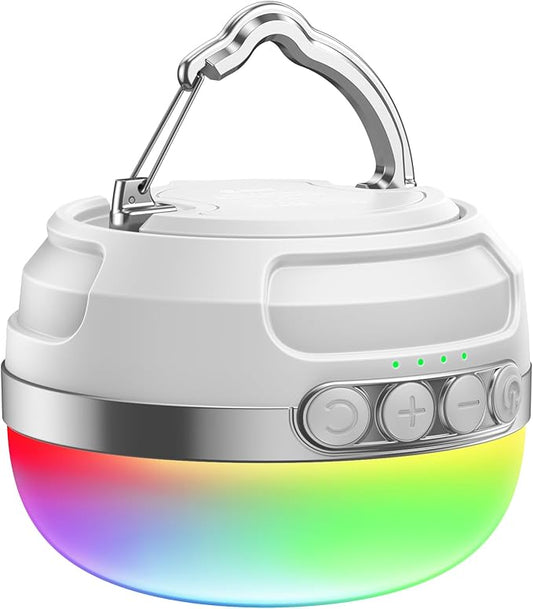 LED Camping Lantern Rechargeable 1400LM, Up to 420H Running Time Camping Tent RGB Light, 10400mAh Emergency Hanging Light for Hurricane, Power Outages, Home, Hiking, White