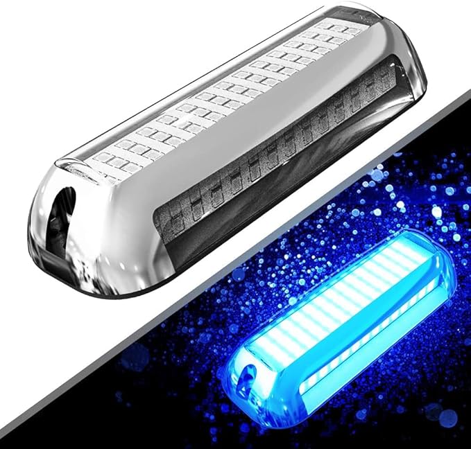 HUSUKU SOOP3 Plus (2.0) 84LED 3000LM 180° Marine Led Underwater Boat Light, 10-36V Boat Under Water Lights, Upgraded IP68 Waterproof 316 Stainless Transom Mount Cockpit Yacht Interior Light, 1PCS