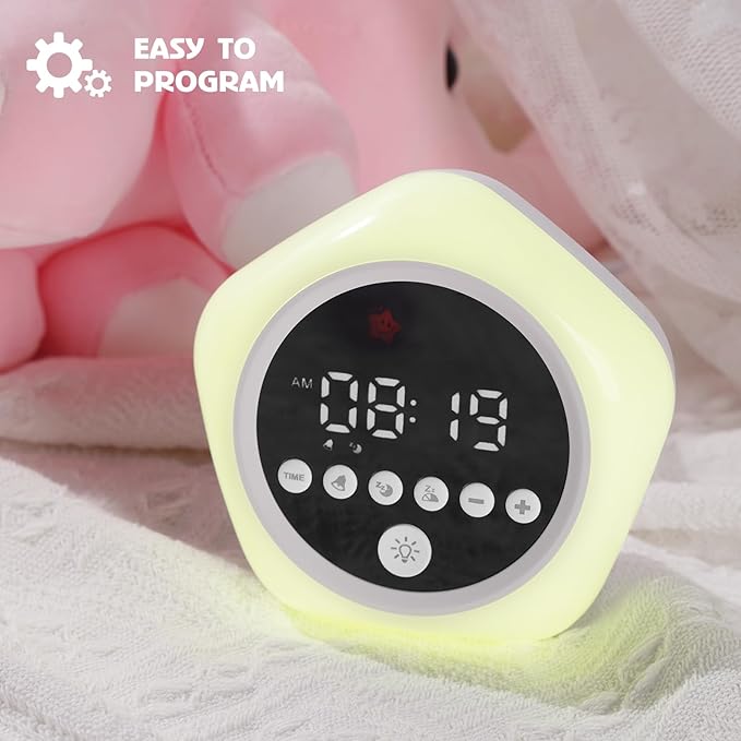 Kids Alarm Clock, Ok to Wake Clock with Green Light Red Light, Toddler Sleep Training Clock for Children