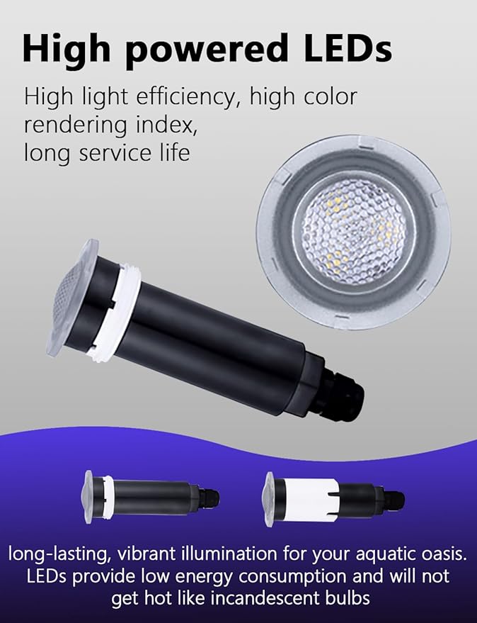 Direct Replacement for Pentair Globrite Pool Light - 1.5 Inch Pool Lights 12VAC 100ft Cord RGB Color LED Changing Swimming for Inground Pools/Spa
