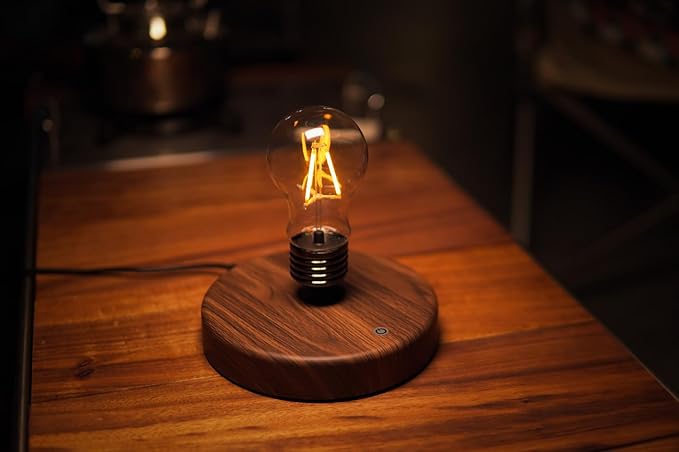 Levitating Floating Light Bulb, Magnetic Levitation Wireless Bulb Lamp, Gravity Lamps, Magnetic Levitating Decor& Display for Room and Office, Unique Tech Gift and Toy.