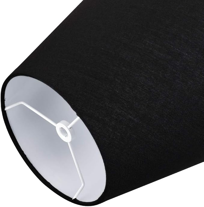 ALUCSET Small Lamp Shade, Barrel Fabric Lampshade for Table Lamp and Floor Light, 6x10x7.5 inch, Natural Linen Hand Crafted, Spider (Black)