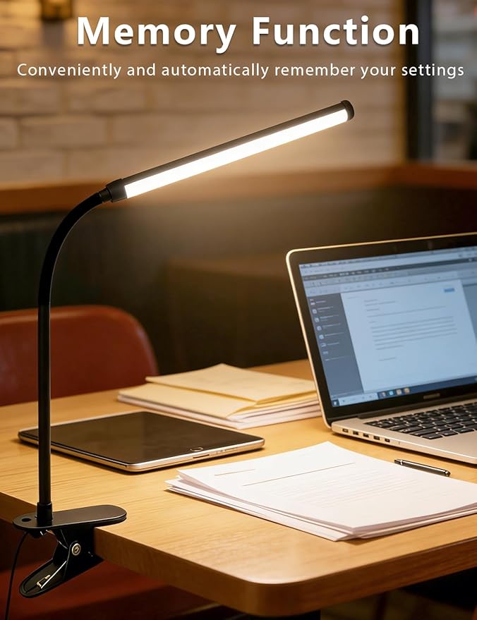 Set of 2 LED Desk Lamp with Clamp for Office Home, Clip on Table Light Bar, Monitor Light Bar Curved, Drawing Desk, Work from Home Reading Light, Reading, Study, Workbench Dormitory