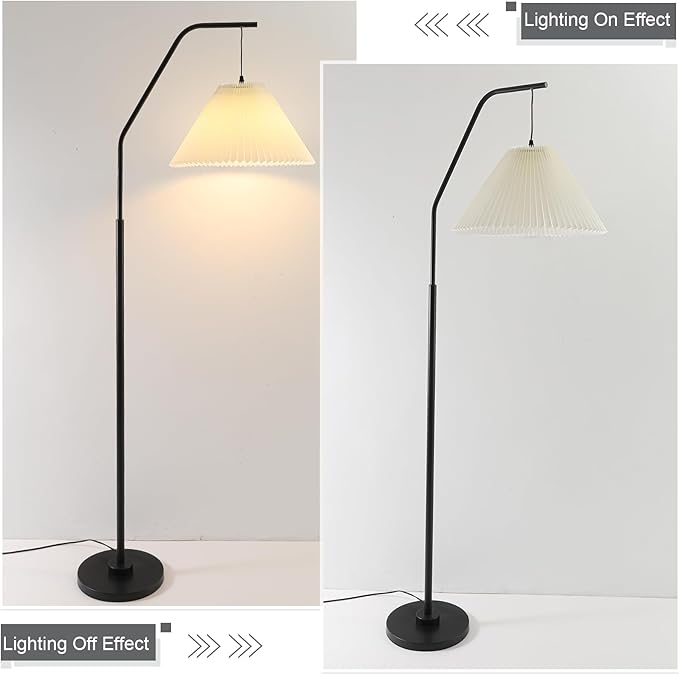 Pleated Lamp Shade for Arc/Arched Table Lamp/Floor Lamps Replacement Shade 5.9"Top X 16.5"Bottom X 11"High-Cream