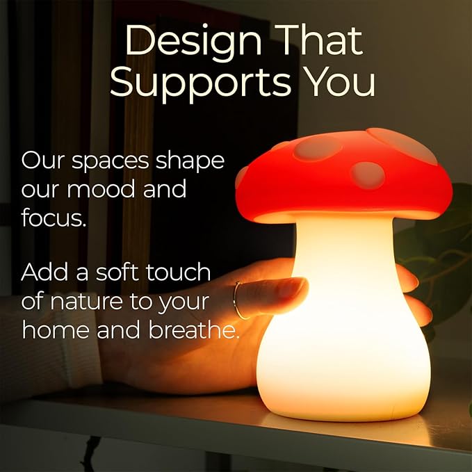 Mindsight [New 'Mindful Mushroom' Guided Breathing Lamp for Mindfulness & Relaxation | Cozy Ambient Night Light for Stress & Anxiety Relief | Calming Mushroom Decor for Adults | Self Care Gift