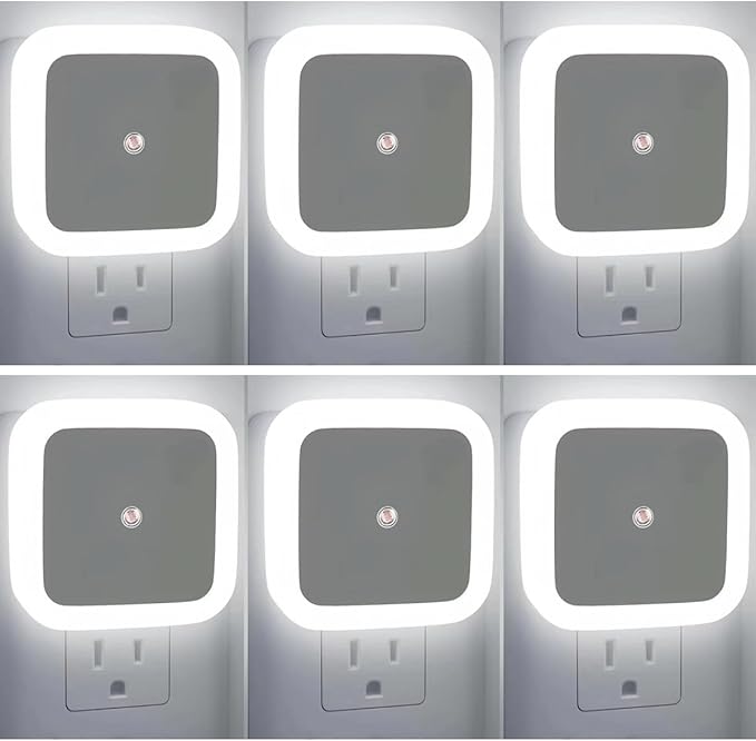 JININQ Night Light 0.5W Plug in Night Light Smart Sensor Dusk to Dawn Sensor LED Lamp，Bright Nightlight Auto-On/Off for Kitchen,Bathroom,Bedroom,Hallway,6 Pack (White Color)