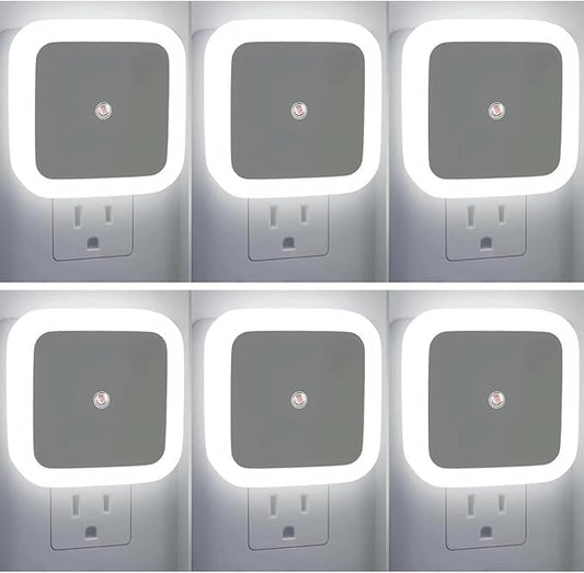 JININQ Night Light 0.5W Plug in Night Light Smart Sensor Dusk to Dawn Sensor LED Lamp，Bright Nightlight Auto-On/Off for Kitchen,Bathroom,Bedroom,Hallway,6 Pack (White Color)