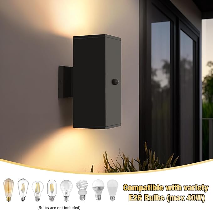 Motion Sensor Outdoor Light Fixture Wall Mount, Exterior Lighting fixtures for Outside, Front Porch Lights, Waterproof Wall Sconce Lamp, Black Coach Lights for House, Patio, Garage, Doorway, Entryway