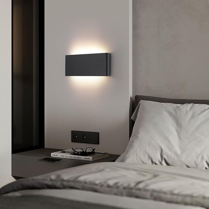 5 CCT (3000K-6500K) Adjustable Dimmable Wall Lamp 20W Modern Black LED vanity light Up and Down Wall Lighting 15 Inch Indoor Wall Sconce for Bedroom Staircase Hallway Dressing Table 2 Pack