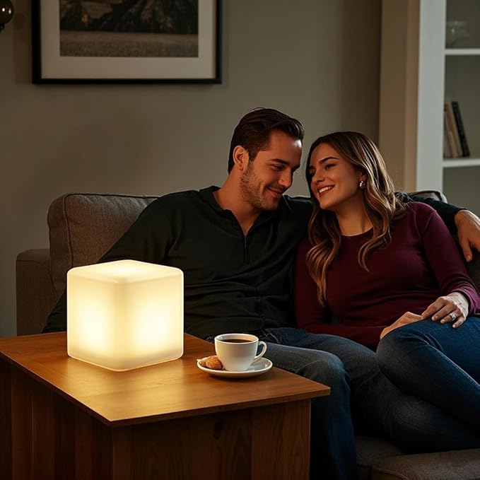 Mr.Go Rechargeable LED Color-Changing Light Cube 8", Dimmable Soothing Mood Lamp with Remote, 16 RGB Colors 4 Modes, Waterproof Cube Lights for Home Patio Party Accent Ambient Decorative Lighting