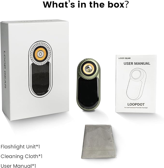 LOOPDOT EDC Flashlight – Rechargeable Small and Powerful LED Flashlight with RGB Pixel Display, Interactive Games, Adjustable Brightness – Cool Gadget Gift for Kids & Adults (Green)