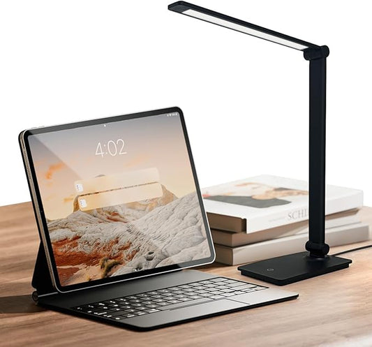 LUJOLUMIN LED Desk Lamp for Home Office, Bright Desk Light for Study, Dimmable Reading Lamp,700 Lumen, 3 Brightness Levels, Touch Control, LED Foldable Led Lamp for Kids