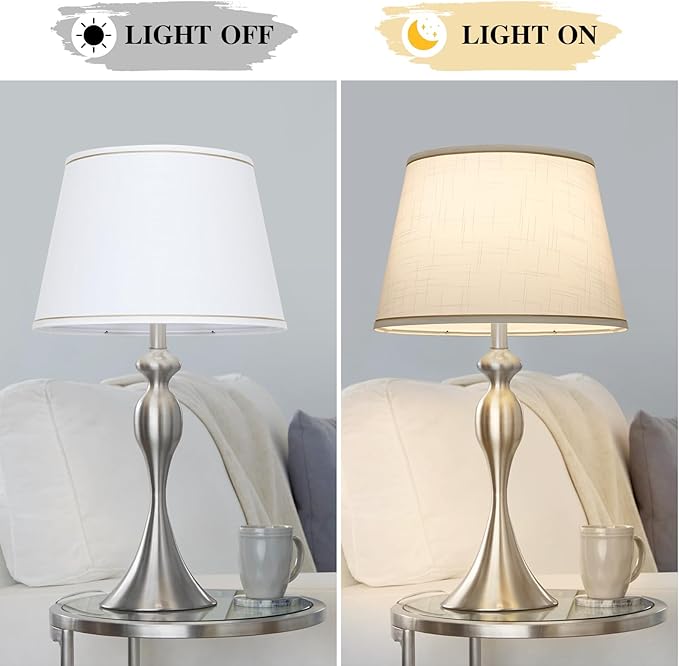 Large White Lamp Shades Set of 2, 12"Top x 16"Bottom x 11"High, Natural Linen Hand Crafted, Drum Lampshades for Floor Lamps Table Lamps, Spider, Harp Holders Included, Easy Assembly Required