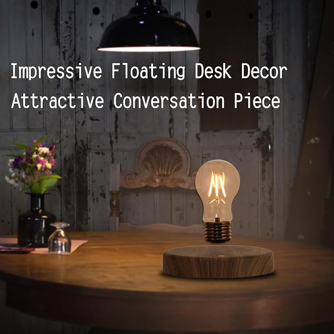 Levitating Floating Light Bulb, Magnetic Levitation Wireless Bulb Lamp, Gravity Lamps, Magnetic Levitating Decor& Display for Room and Office, Unique Tech Gift and Toy.