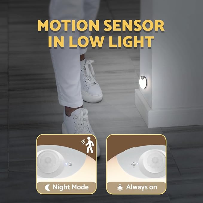 Battery Night Light, Motion Sensor Night Light Rechargeable, Magnetic Warm White LED Stick-On Closet Light, Dimmable Brightness for Stairs, Bathroom, Wall, Cruise, Cabinet, Hallway (2 Pack)